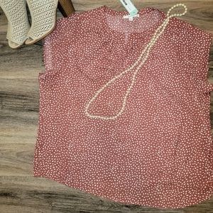 Fun2Fun 2XL Hudson Split Neck Blouse, Coral NWT